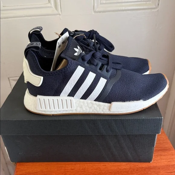 Adidas NMD R1 Navy and White Sneakers - Picture 3 of 6